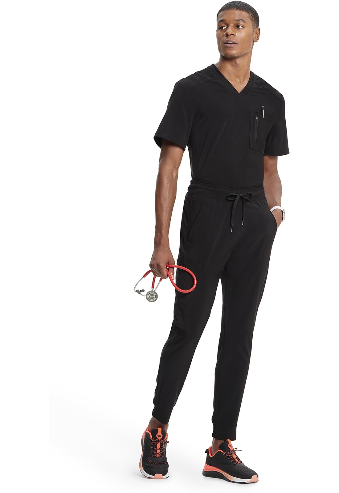 Infinity Cherokee Men's Jogger Pants with Drawstring Waist Mid Rise 5 Pockets Bottoms CK004A, M, Black