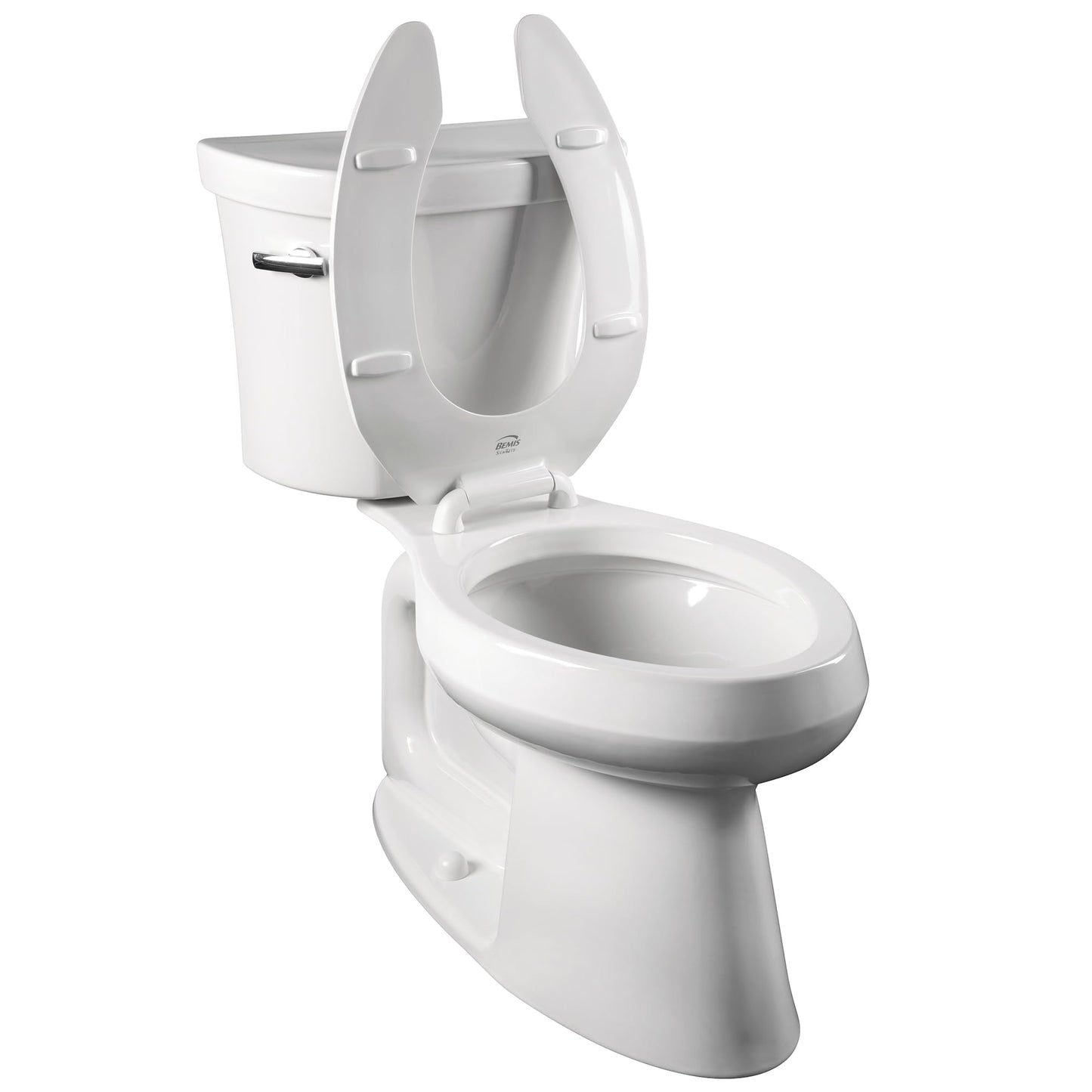 Bemis 2 Pack Commercial Open Front Plastic Toilet Seat, Heavy Duty Industrial Seat Without Lid, Secure Installation for Long Lasting Use, Made in USA, Elongated, White, 1955CT