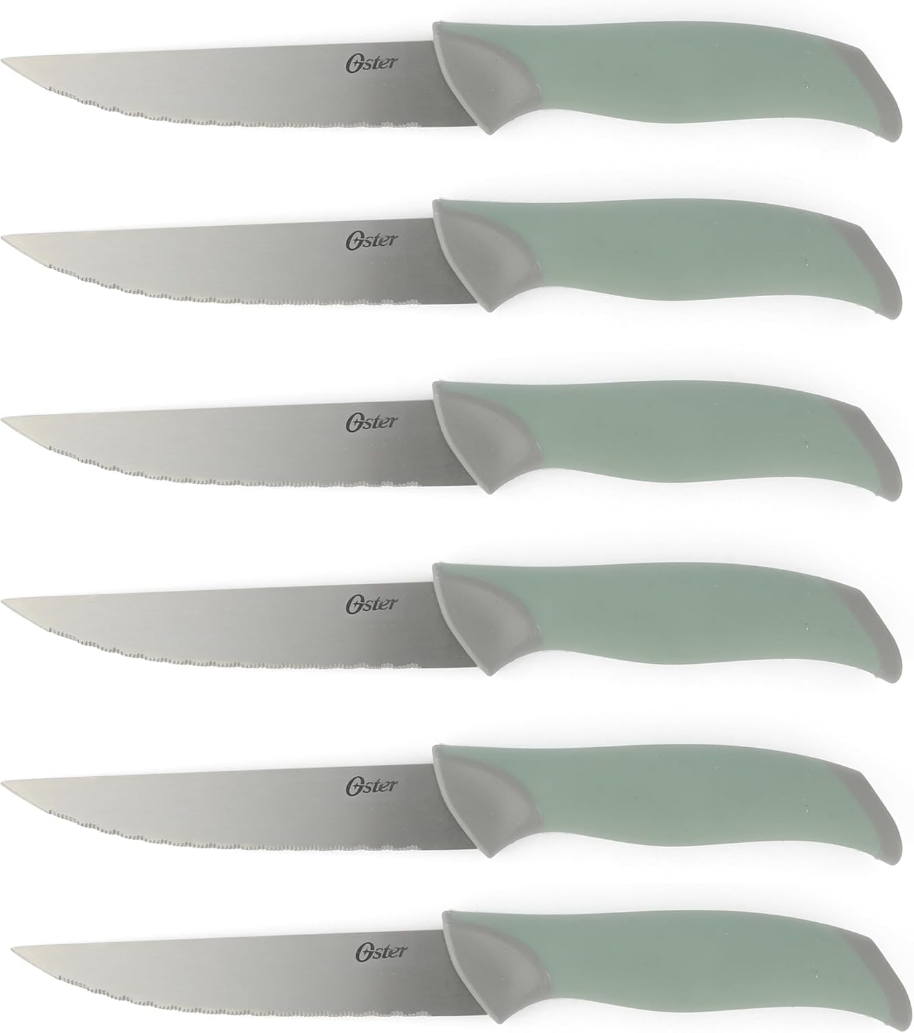 Oster Lindbergh 14 Piece Stainless Steel Kitchen Knife Block Set - Sage Green W/Black Knife Block - Cuchillos Para Cocina