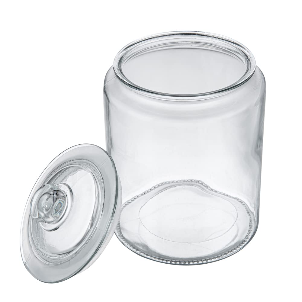 Restaurantware Glass Storage Containers - 1 Count 6 Liter Airtight Kitchen Canisters - Pantry Jars With Lids For Food - Clear Crystal Glass