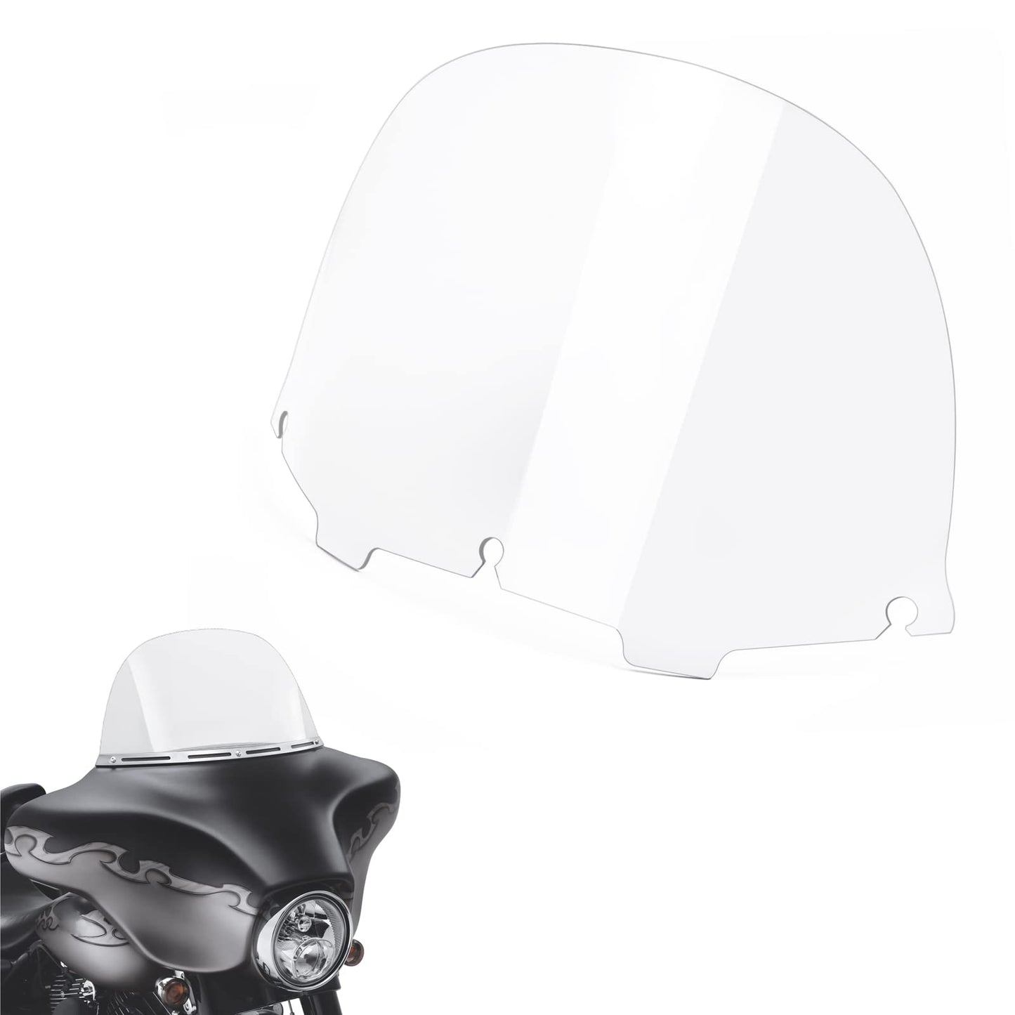 Amazicha Clear 13" Windshield Round Windscreen Wind Splitter Wind Deflector Compatible for 1996-2013 Harley Davidson Touring Electra Glide Ultra Classic Street Glide Ultra limited Tri Glide FLHT FLHX