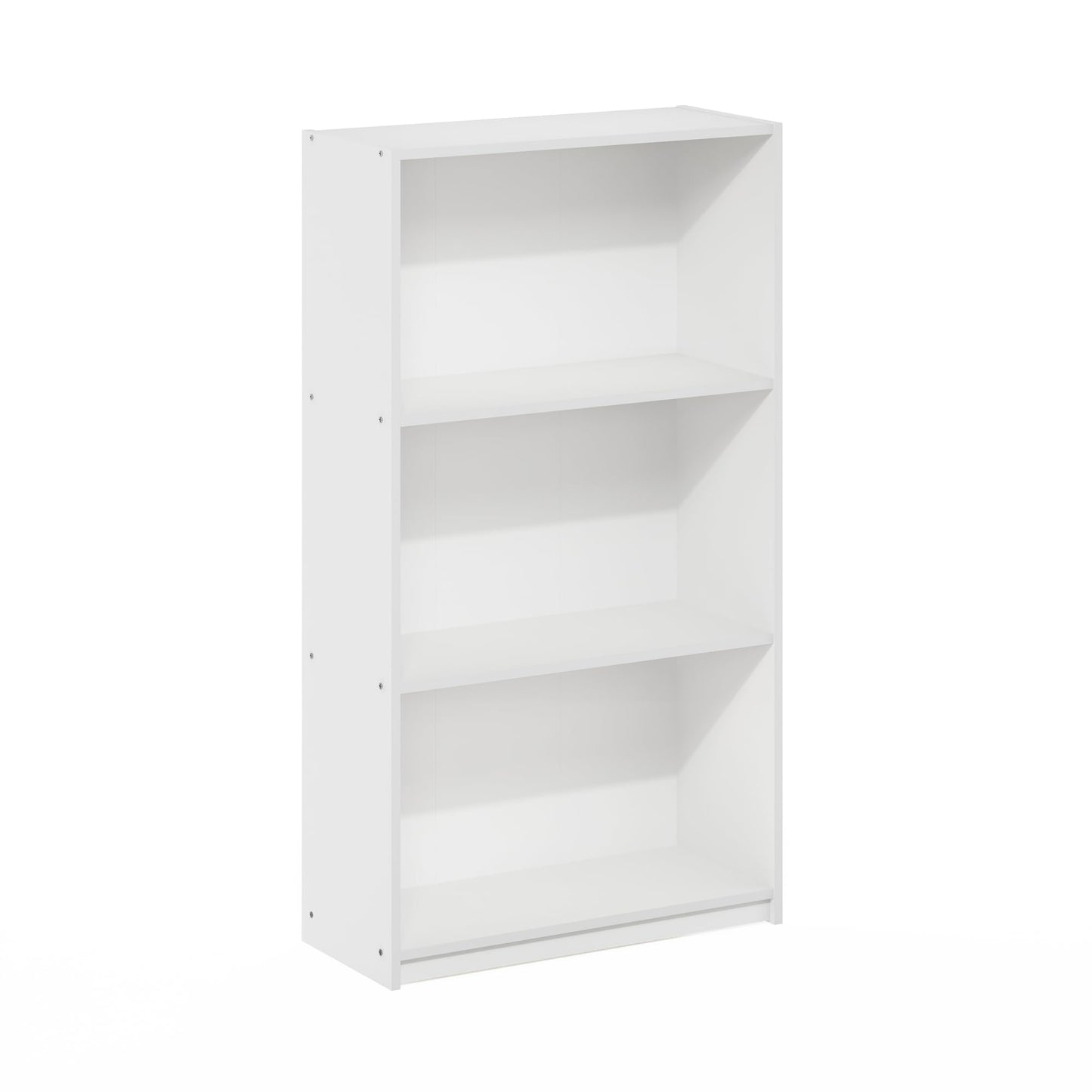 Furinno Basic Book Shelf, 3-Tier Modern Bookshelf, Bookcase with Open Shelves, 9.3 x 21.8 x 39.5, for Living Room, Bedroom, Home Office, White