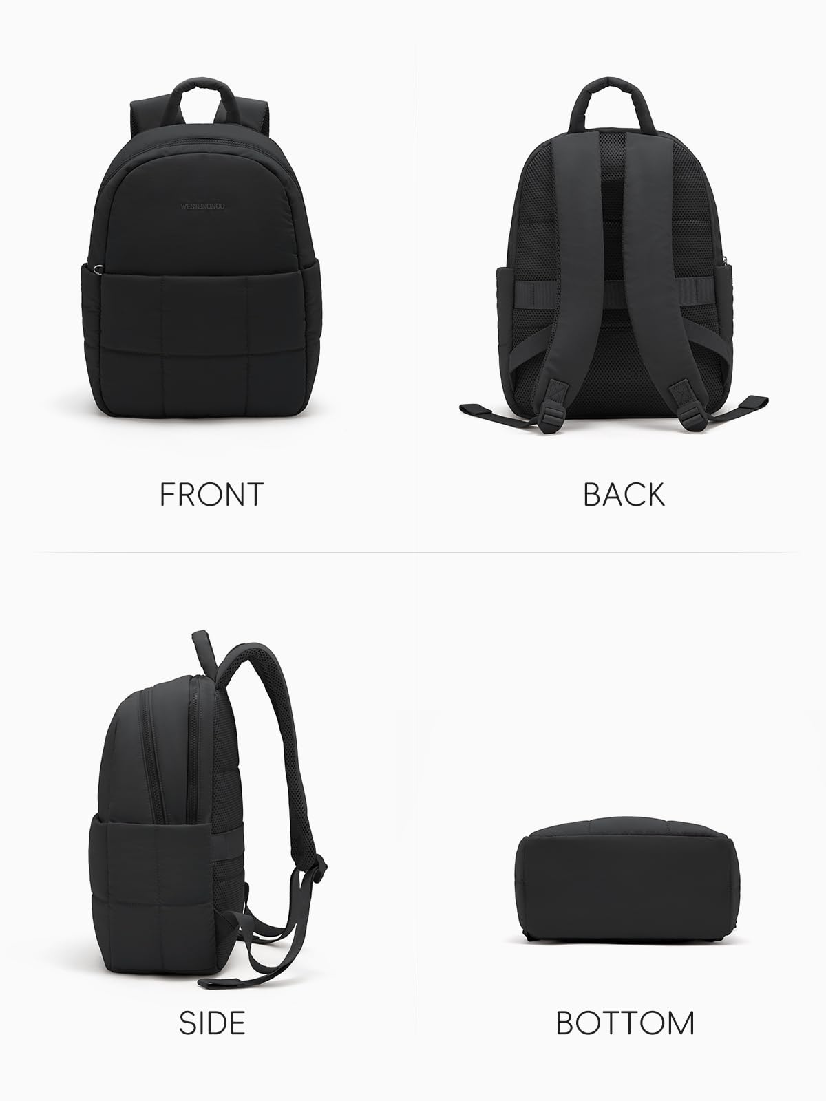 WESTBRONCO Puffer Laptop Backpack for Women Travel Backpack for Women Airplane Approved Backpack with 16'' Laptop Compartment