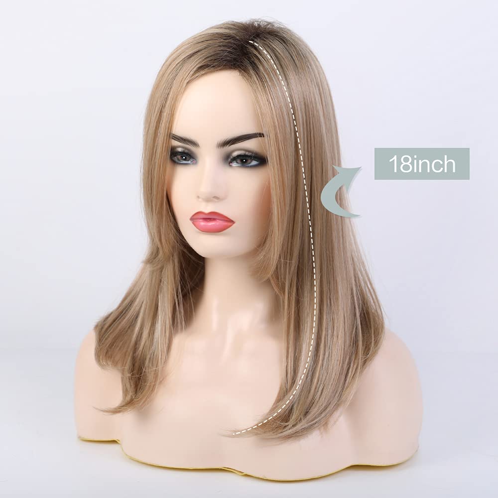 BLONDE UNICORN Blonde Shoulder Length Straight Wig for Women,Synthetic Hair for Natural Daily Use 18IN