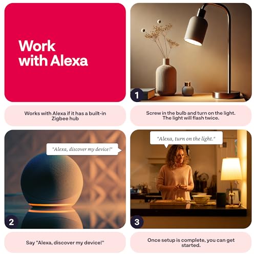 innr Zigbee A19 Smart Bulb, Works with Hue*, Alexa, SmartThings, White & Color, 40% More Brightness, E26 LED Color Changing Light Bulb, Dimmable, 1100 Lumen, 4-Pack