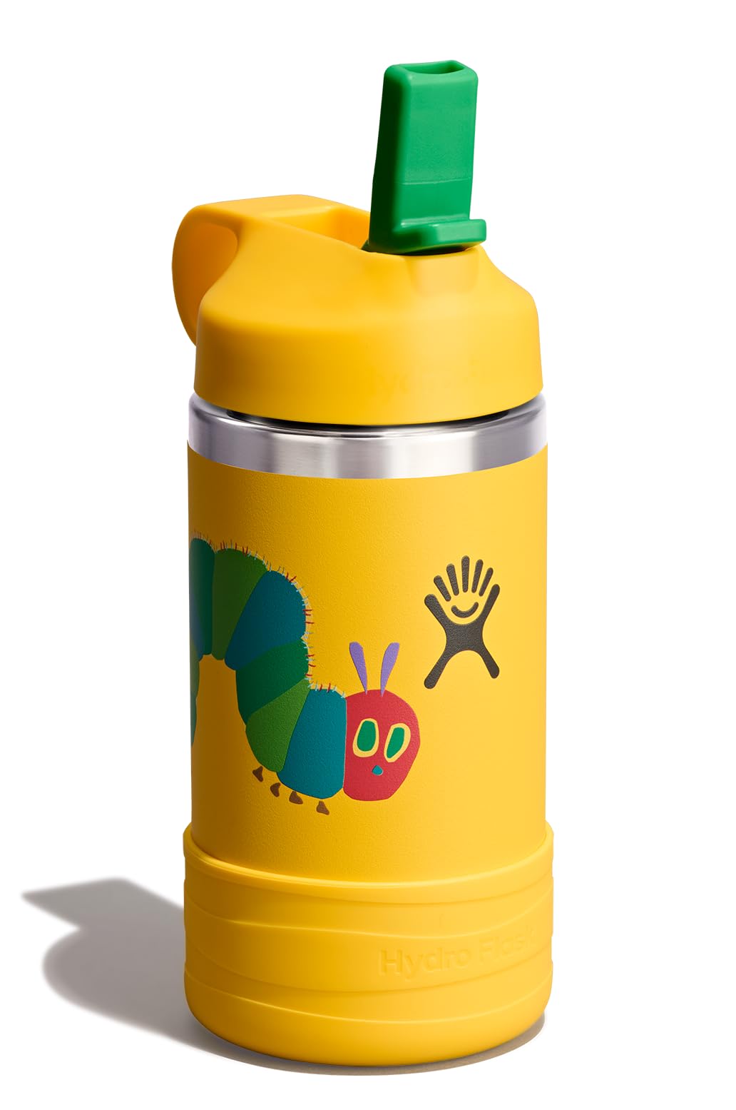 Hydro Flask Kids Water Bottle for School - Stainless Steel and Insulated with Straw Cap - 12 Oz World of Eric Carle Caterpillar Yellow
