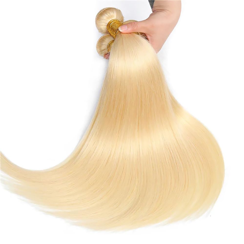 MSTOXIC 613 Bundles Blonde Bundles Human Hair 22 Inch 613 Straight Human Hair 1 Bundles 12A Grade Unprocessed Brazilian Virgin Human Hair Weave Extensions For Women (Single Bundles Human Hair)