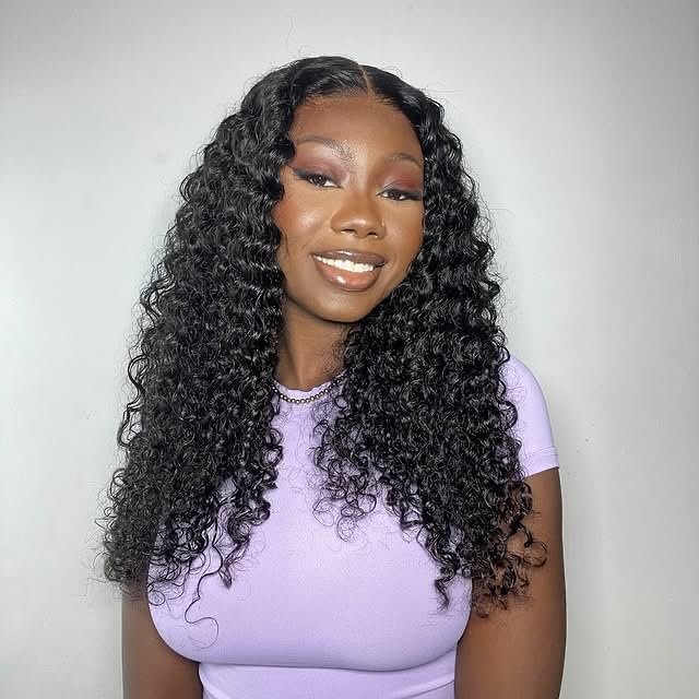 DaXunDi Deep Wave Lace Front Wigs Human Hair 13x6 Curly Wig Human Hair 200% Density Wet and Wavy HD Lace Front Wigs Human Hair Pre Plucked Deep Wave Wig for Women with Baby Hair (22 Inch)