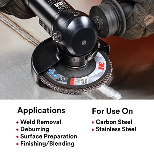 3M Flap Disc 769F, Type 27, 40+, 4-1/2 in x 7/8 in, High Performance Abrasive, Ceramic Precision-Shaped Grain Grinding and Finishing Disc, Carbon Steel, Stainless Steel