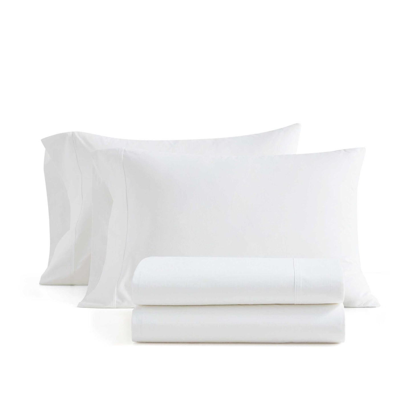 Martha Stewart - King Size Sheets Set, Crisp & Tailored Cooling Sheets w/a Naturally Smooth Cotton Percale Lightweight Feel - Matching Pillowcases & Fitted Sheet (Skylands Solid White)