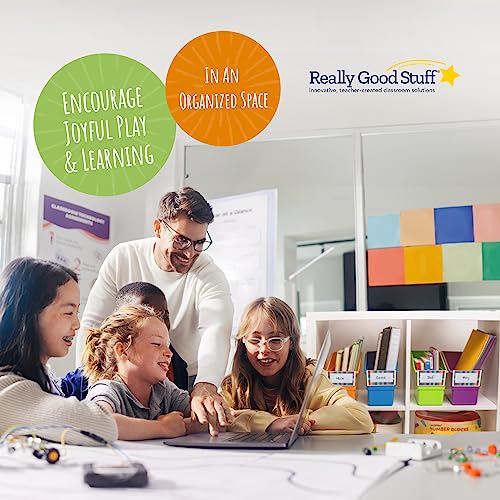 Really Good Stuff Durable Book and Binder Holder - 5pack, Bright Neon Colors, 5 ?? x 12 ?? x 7 ??, Classroom Organization, Storage Solution, Sturdy and Versatile