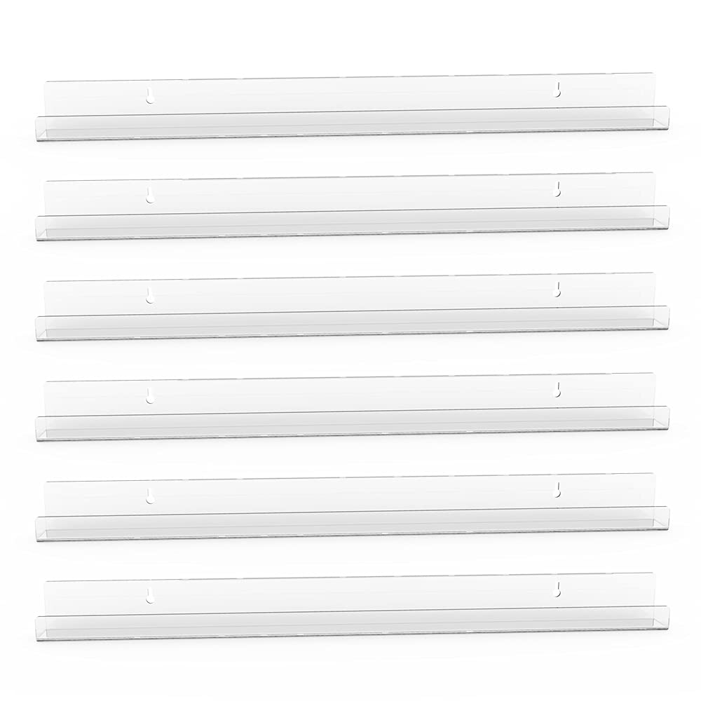 Sezanrpt Clear Nail Polish Organizer Wall Mounted, 24 Inches Acrylic Shelf for 150 Bottles, 6 Pack
