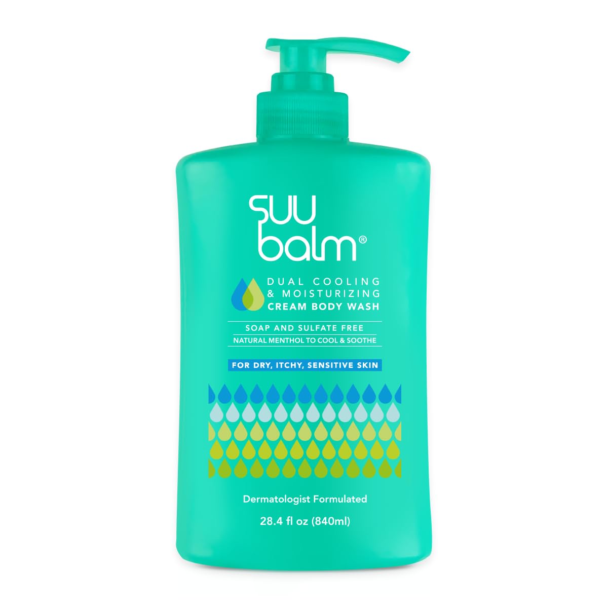 Suu Balm Rapid Itch Relief Eczema & Psoriasis Body Wash, Gentle Cooling & Moisturizing for Dry Itchy Sensitive Skin, Derm-Formulated with Menthol & Shea Butter, Sulfate & Fragrance Free, 28.40 fl oz
