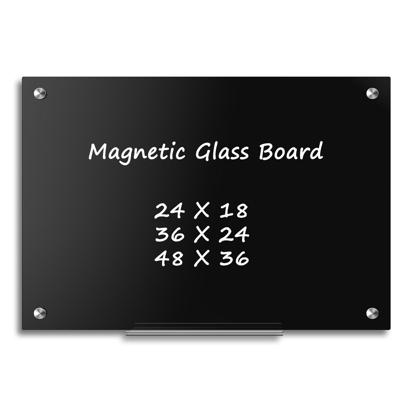 AMUSIGHT Black Dry Erase Board, 48'' x 36'' Magnetic Large Black Glass Board Frameless Wall Mounted Glass Whiteboard for Office, School & Home with 1 Acrylic Marker Tray & 3 Strong Magnet