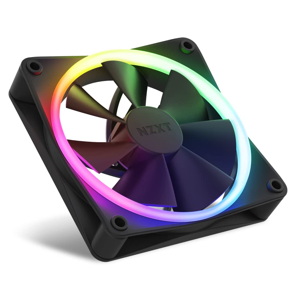 NZXT F120 RGB Triple Pack – 3 x 120mm RGB PWM PC Fans with RGB Controller – High Airflow, Low Noise – Fluid Dynamic Bearing – CAM Software Control – 18 LEDs per Fan – Black