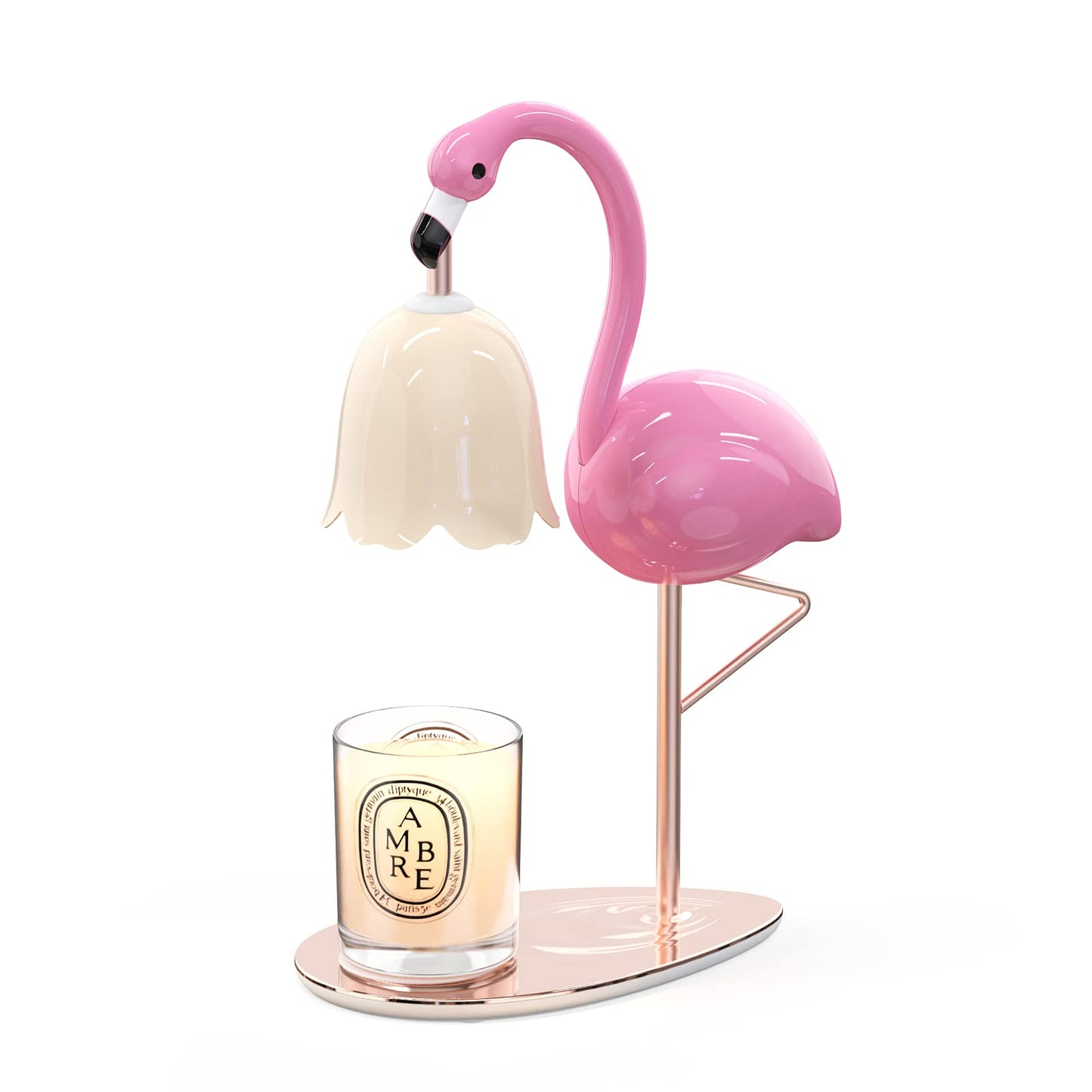 CODOGOY Fragrance Candle Warmer Flamingo Lamp with Timer, Dimmable, Halogen, Polished, Pink, for Home Decor 6.69 x11 x15.35 in