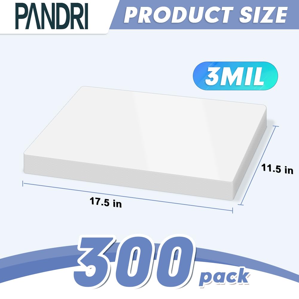 Laminating Sheets, PANDRI 300 Pack Thermal Laminating Pouches Holds 11 x 17 Inch, 3 Mil Plastic Laminator Paper 11.5 x 17.5 Inch, Clear Round Corner