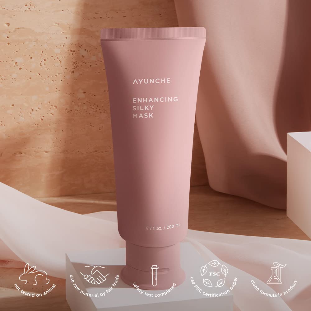 AYUNCHE Enhancing Silky Hair Mask 6.7 fl oz (200ml) [For Dyed & Damaged Hair] | Nourishing & Smoothing Deep Conditioner with Camellia Oil | Korean Salon Brand