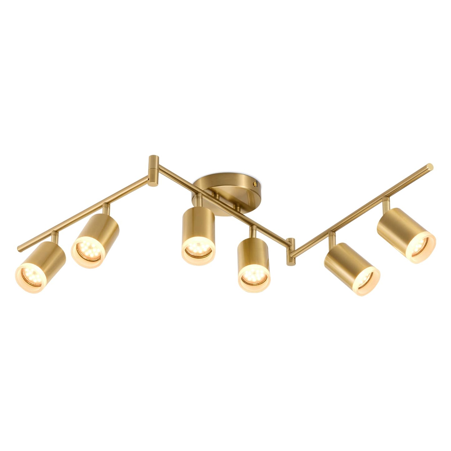 Bojim 6 Light Gold Track Lighting Kit, Modern LED Track Lighting Fixtures Ceiling, Flexibly Rotatable LED Light Head with Acrylic Ring, Kitchen Ceiling Spot Light(GU10 Socket, Bulbs Not Included)