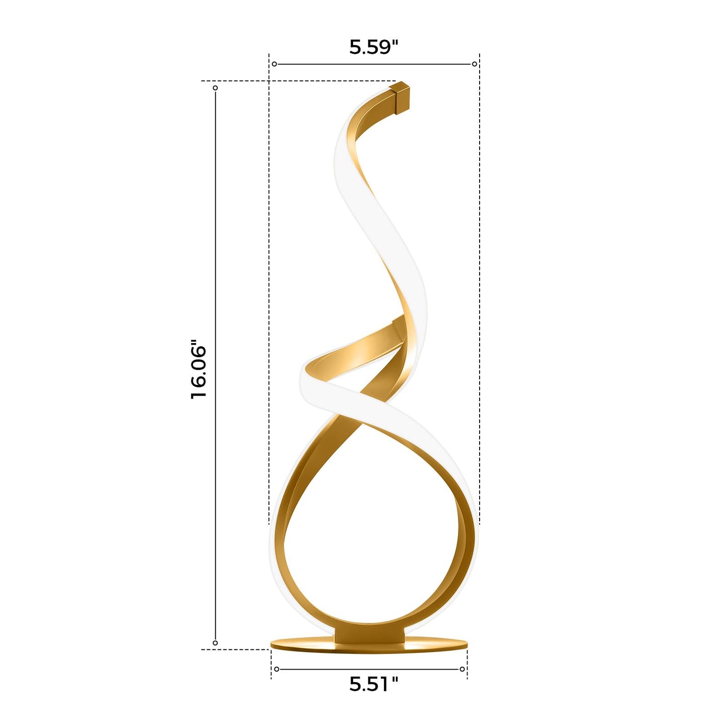 JIOODICH. Bedside Table Lamp, LED Touch Dimmable Spiral Desk Lamp for Night Stands, 3 Color Temperature Modern Nightstand Light, Unique Side Light for Living Room, Bedroom, Gold