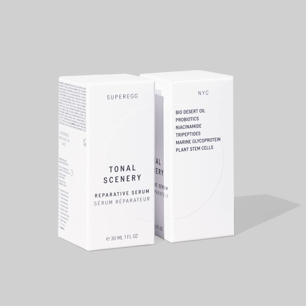 SUPEREGG Tonal Scenery Reparative Serum: For a healthy radiance. Treatment serum with Bio Desert Oil, Probiotics, Niacinamide.