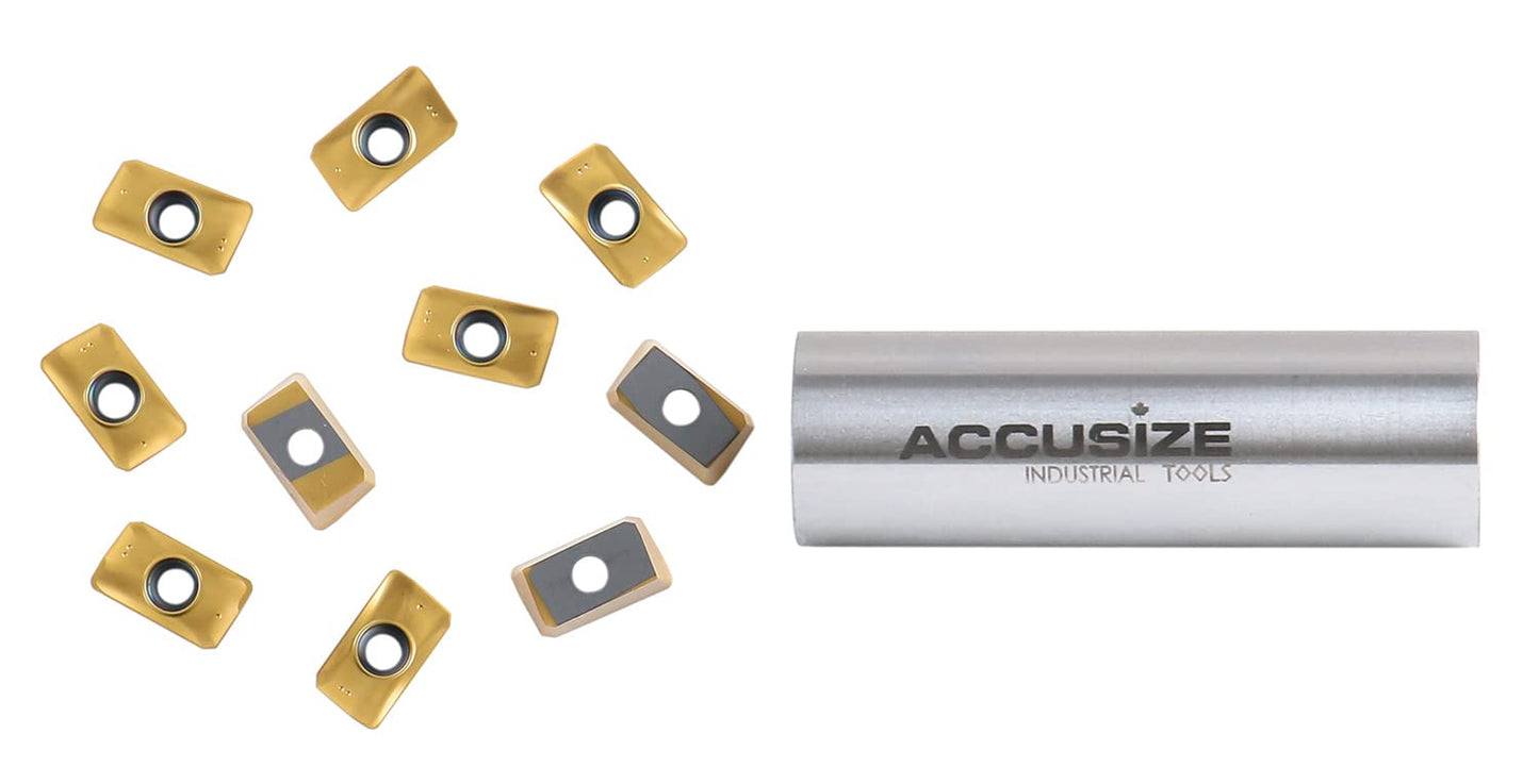 Accusize Industrial Tools APKT11T3 TiN Coated Carbide Inserts for Machining Steel, 10 Pc Set, 0056-1130