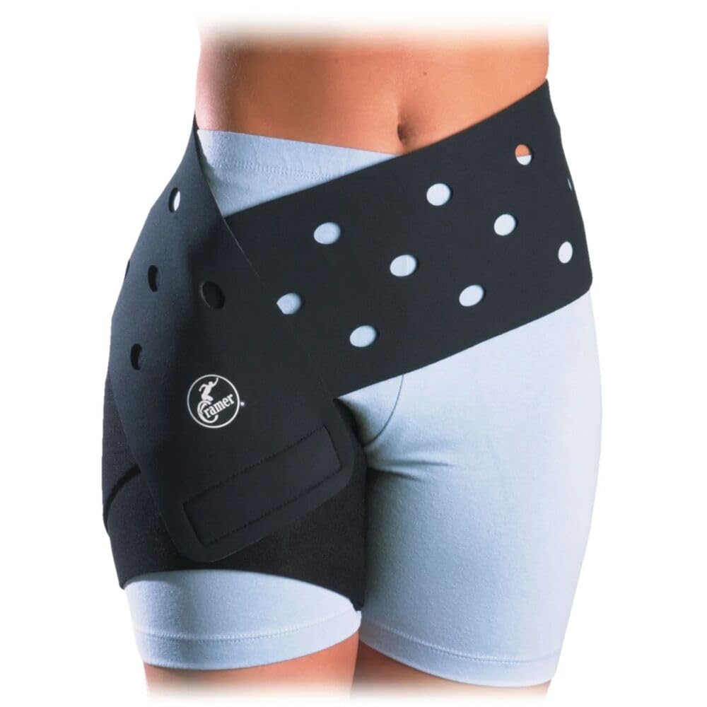 Cramer Groin Hip Spica Support For Groin Strain, Groin Sprain, Hip Replacement, Sporting & Hip Flexor Injuries, Sciatica Nerve Pain Relief, Adjustable Neoprene Compression Wrap, Injury Recovery, Black
