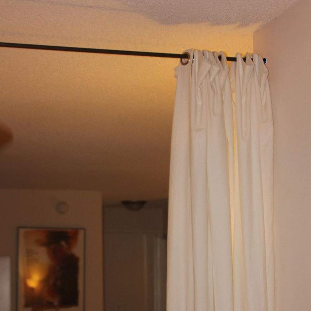 Vailge Room Divider Tension Rods, Premium Curtain Tension Rods,122-150 Inch,No Drilling, Adjustable Large Window Stall Tension Pole-Black