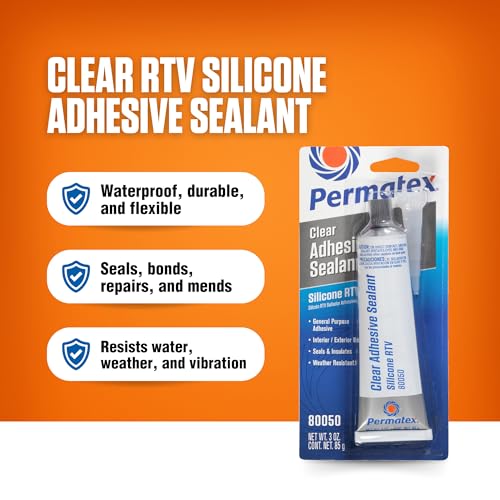 Permatex 80050-12PK Clear RTV Silicone Adhesive Sealant, 3 oz. (Pack of 12)