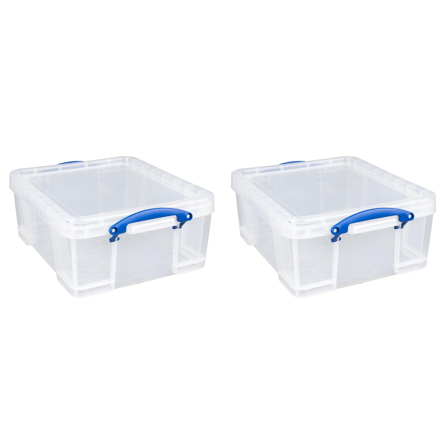 Really Useful Box 2 Pack 17L Plastic Storage Bins with Snap Lids and Clip Lock, Clear