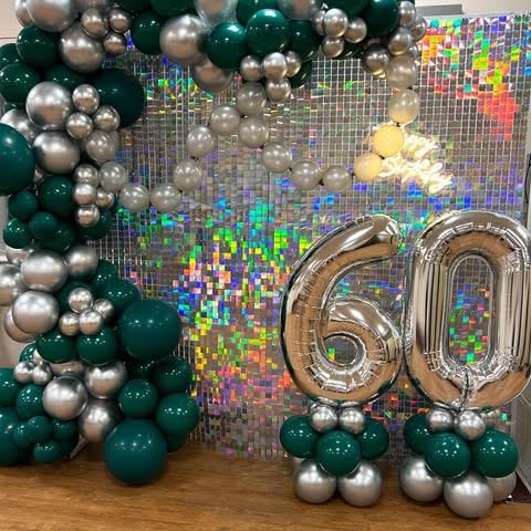 Shimmer Wall Backdrop Iridescent Silver Wall Panels 24Pcs Square Sequin Shimmer Wall Backdrop Decoration for Birthday Party,Wedding, Anniversary