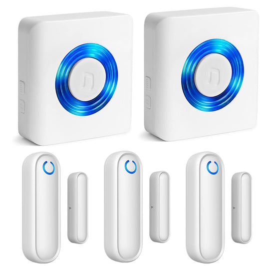 YisTech Caregiver Pager Door Alarms for Dementia Patients/Kids Safety/Home Security,Wireless Door Alarm Sensor for Elderly/Business/Home/Store (Three Sensor Two Receiver)