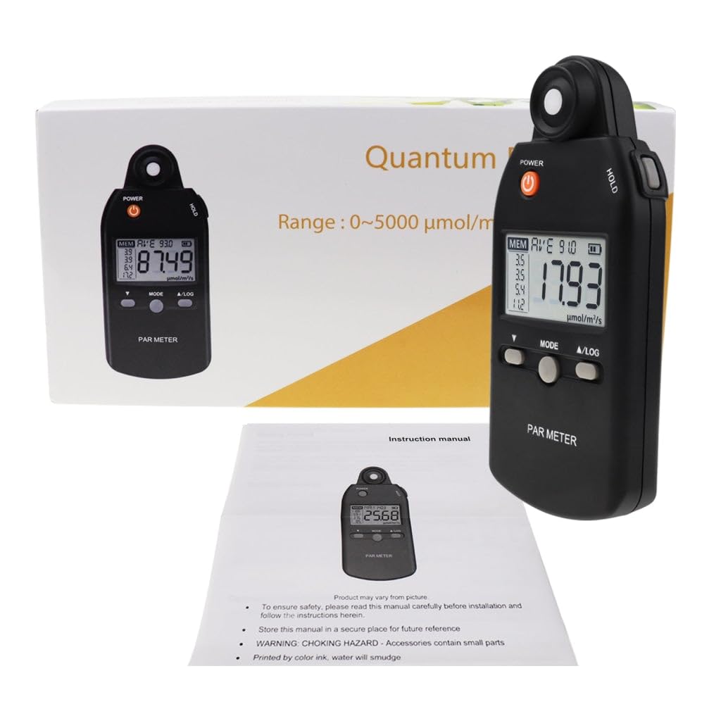 Quantum PAR Meter for LED Grow Light Full Spectrum PPFD Meter High Precision Quantum Sensor, Light Meter for Plants, Greenhouse and Farming Lux Meter Tester 400-700nm