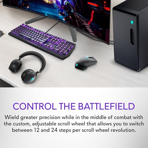Alienware Wired/Wireless Gaming Mouse AW610M: 16000 DPI Optical Sensor - 350 Hour Rechargeable Battery, 7 Buttons, 3-ZONE 16.8m AlienFX RGB Lighting, Edge-Free Design, Ergonomic, Dark Side of the Moon