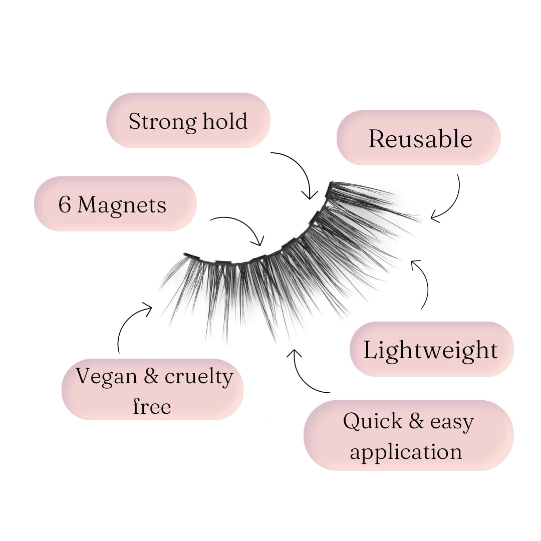 AscentLash Magnetic Eyelash Kit with Magnetic Eyelashes and Magnetic Eyeliner, Easy to Apply, No Glue Needed, Reusable, 50 wears, Faux Mink Eyelashes, Volume and Length - 3 Pairs (Besties)