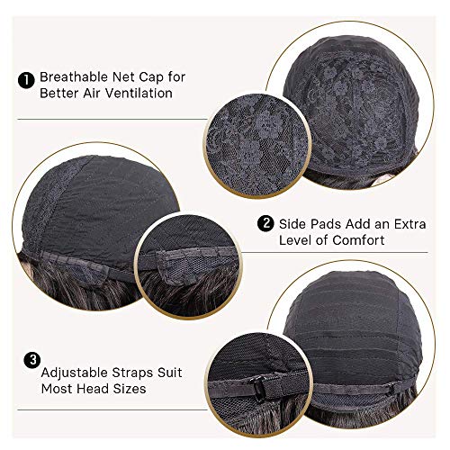 HUA Human Hair Wigs for Black Women, 8 Inch Short Curly, Brazilian Hair, Kinky Curl, 1B/30