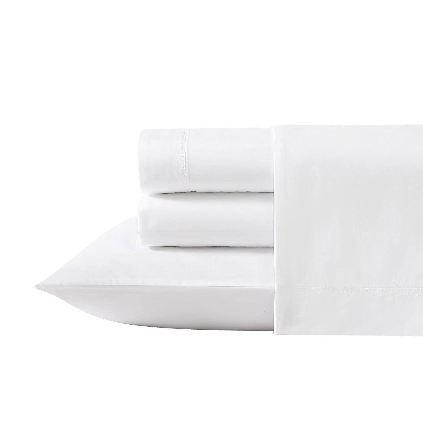 Laura Ashley - Queen Sheet Set, Cotton Percale Bedding Set, Crisp & Cool Home Decor (Solid White, Queen)