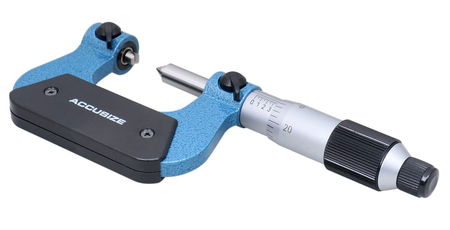 Accusize Industrial Tools 0-1'' by 0.001'' Screw Thread Micrometer with 5 Anvil in Fitted Box, S916-C750