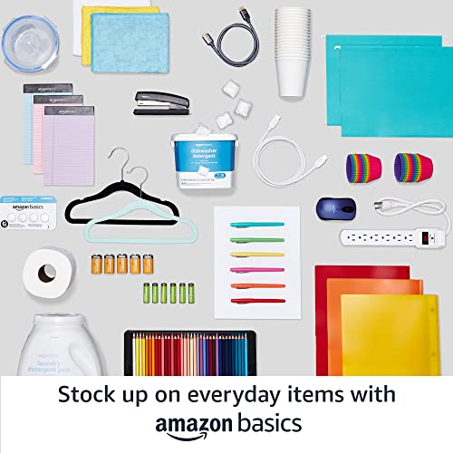 Amazon Basics 3-Shelf Adjustable, Heavy Duty Storage Shelving Unit on 2'' PP Plastic Wheel Casters, Metal Organizer Wire Rack, 23.2" L x 13.4" W x 32.75" H, Black