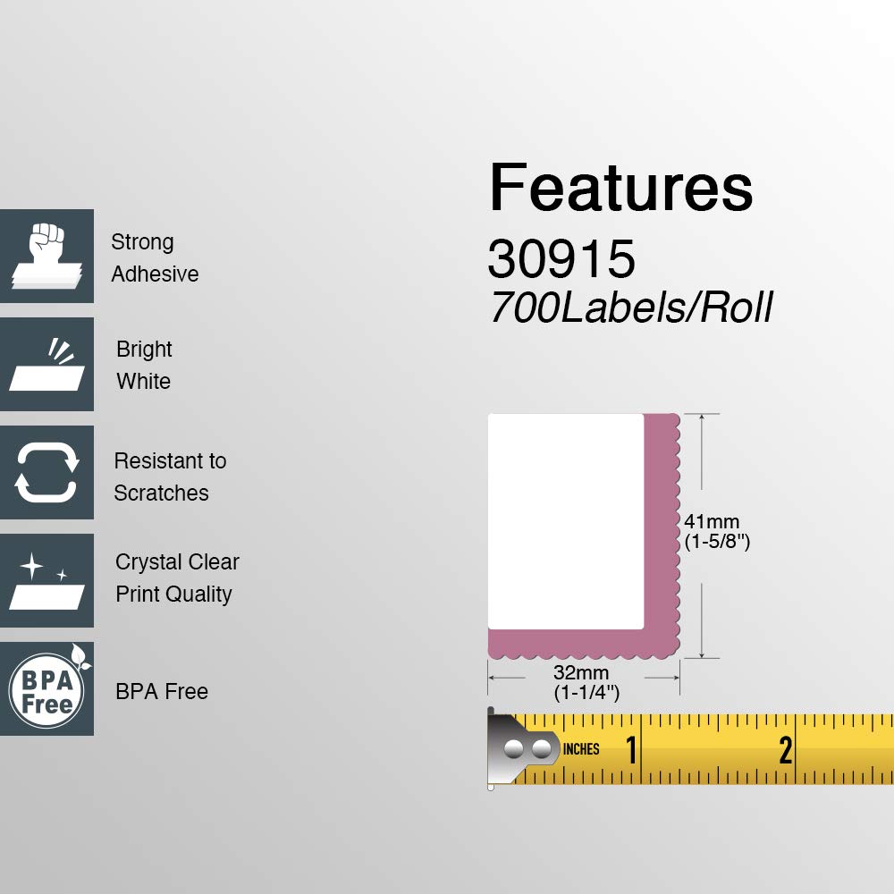 BETCKEY - Compatible DYMO 30915 (1-5/8" x 1-1/4") Endicia Internet Postage Stamps Labels(Paid Endicia Users ONLY) - 10 Rolls/7000 Labels