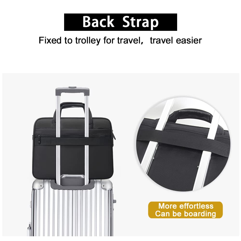 Large Briefcases For Men Canvas Tote Bag Laptop Case 19 Inch Computer Bag Work Bags Business Mens Bag Office Carrying Cases Messenger Bag Book Bag Black (X-Large Size