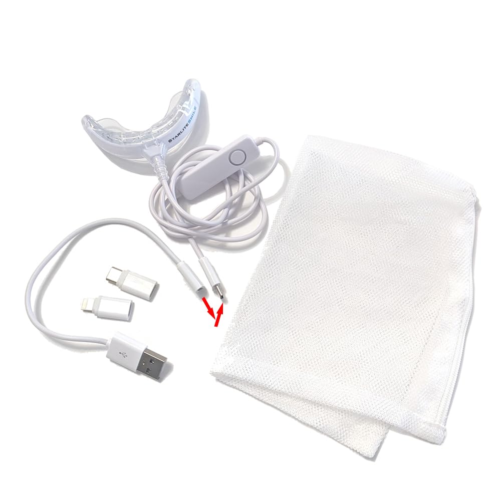 Red Therapy for Gums, Toothache Relief, 32 LED Periodontal Light, Bleeding Gums, Gum Health Red Light, with adapters for USB/C, iPhone, and Android from Starlite Smile
