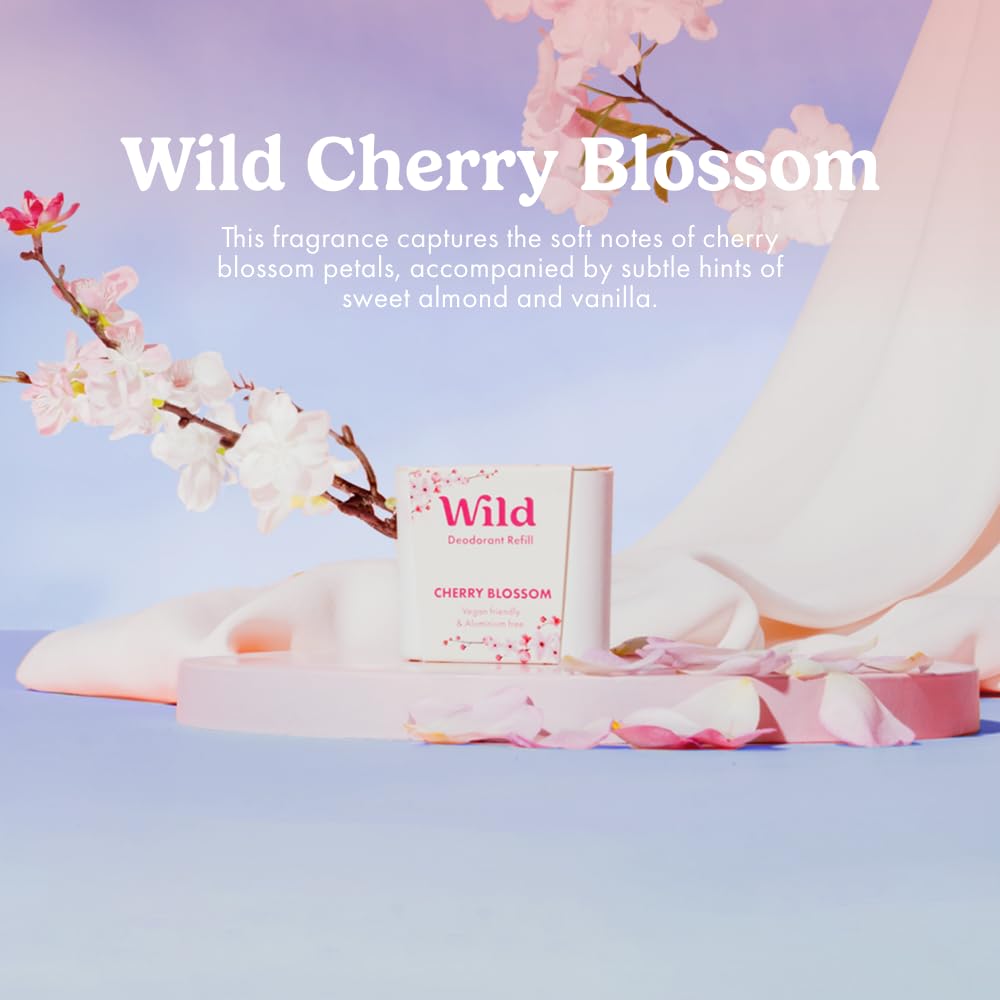 Wild - Purple Case with Refill Variety Pack - Refillable Deodorant - Aluminum Free - Includes Fresh Cotton & Sea Salt, Cherry Blossom and Coconut & Vanilla Scents - Vegan