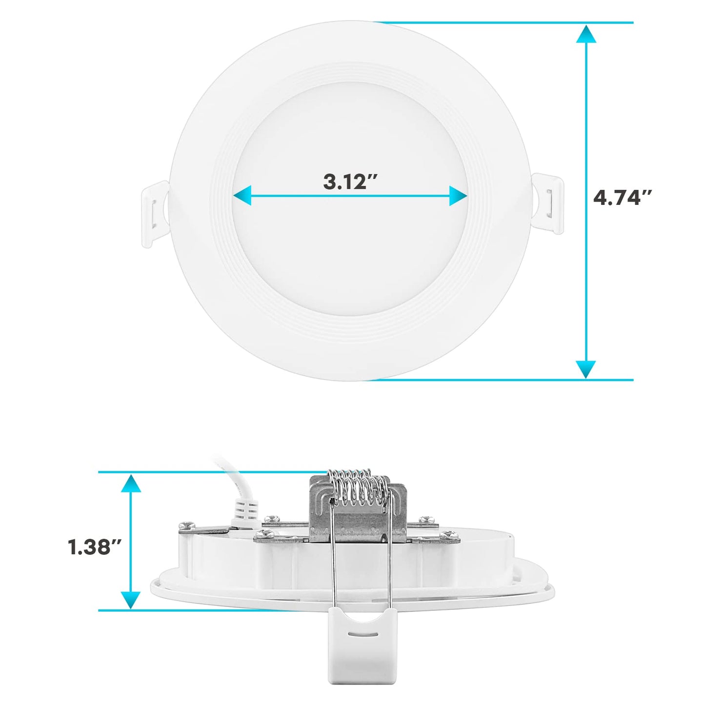 LUXRITE 4 Inch Ultra Thin LED Recessed Lighting, 10.5W, 5 Color Selectable 2700K | 3000K | 3500K | 4000K | 5000K, CRI 90, 750 Lumens, Dimmable LED Wafer Lights, Wet Rated, Baffle Trim (4 Pack)