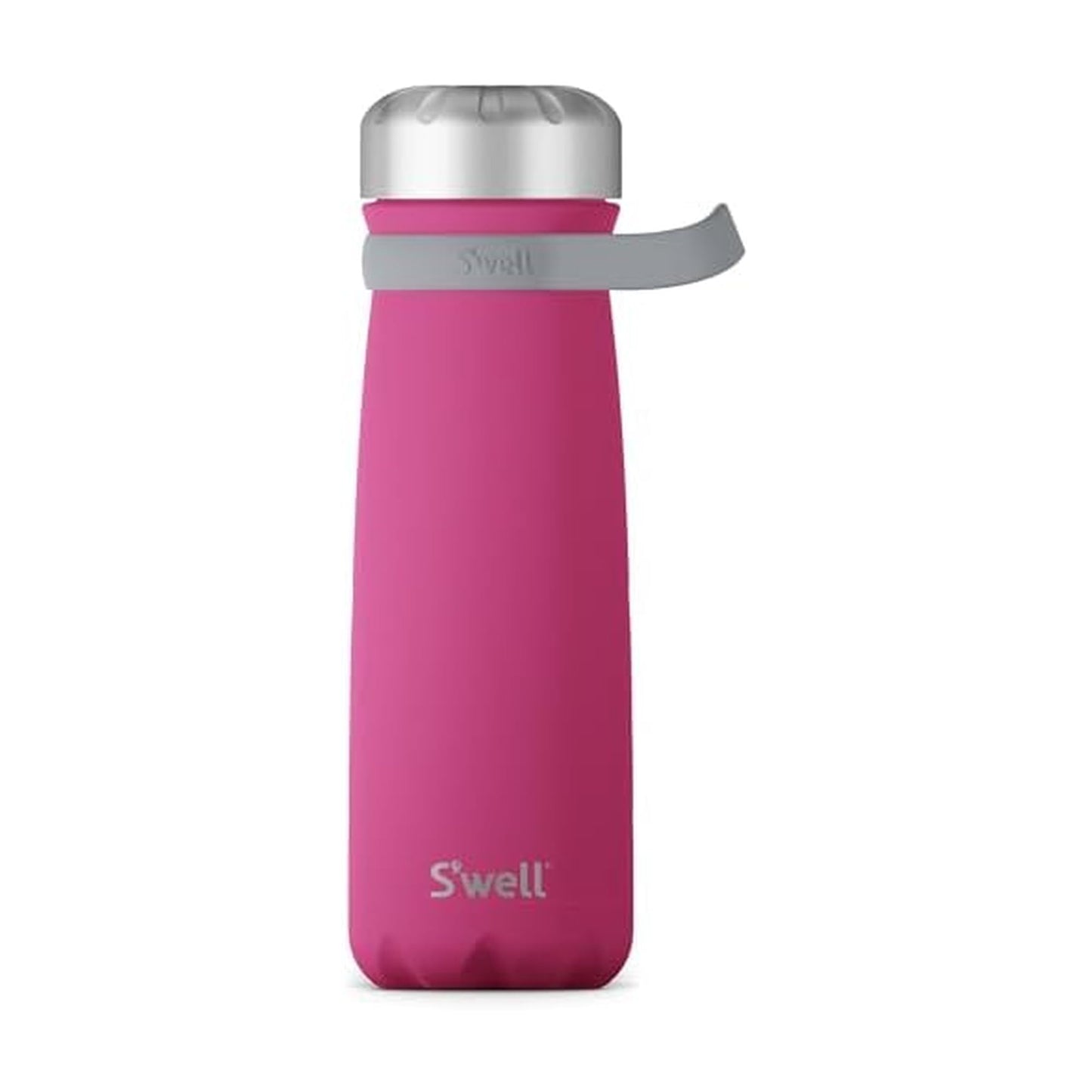 S'well Stainless Steel Traveler With Handle, 24oz, Azalea Pink, Triple Layered Vacuum Insulated Containers Keeps Drinks Cold for 40 Hours and Hot for 16, BPA Free, Easy Carrying On the Go