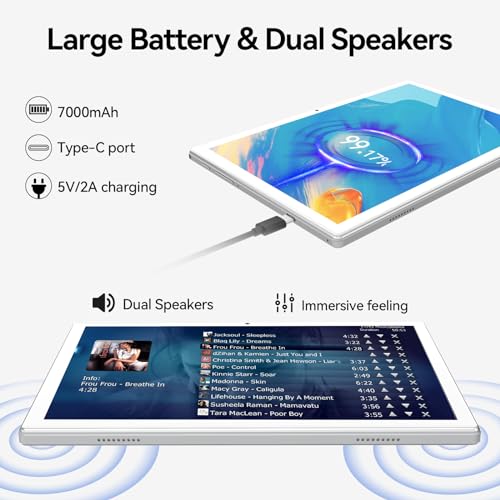 ANTEMPER Android Tablet 10 Inch, 2025 Android 13 Tablets, 128GB Storage+16GB RAM (8+8Virtual), Octa-Core Processor, 5G WiFi Tablet, with Keyboard Mouse Case, 13MP+8MP Camera (Silver)