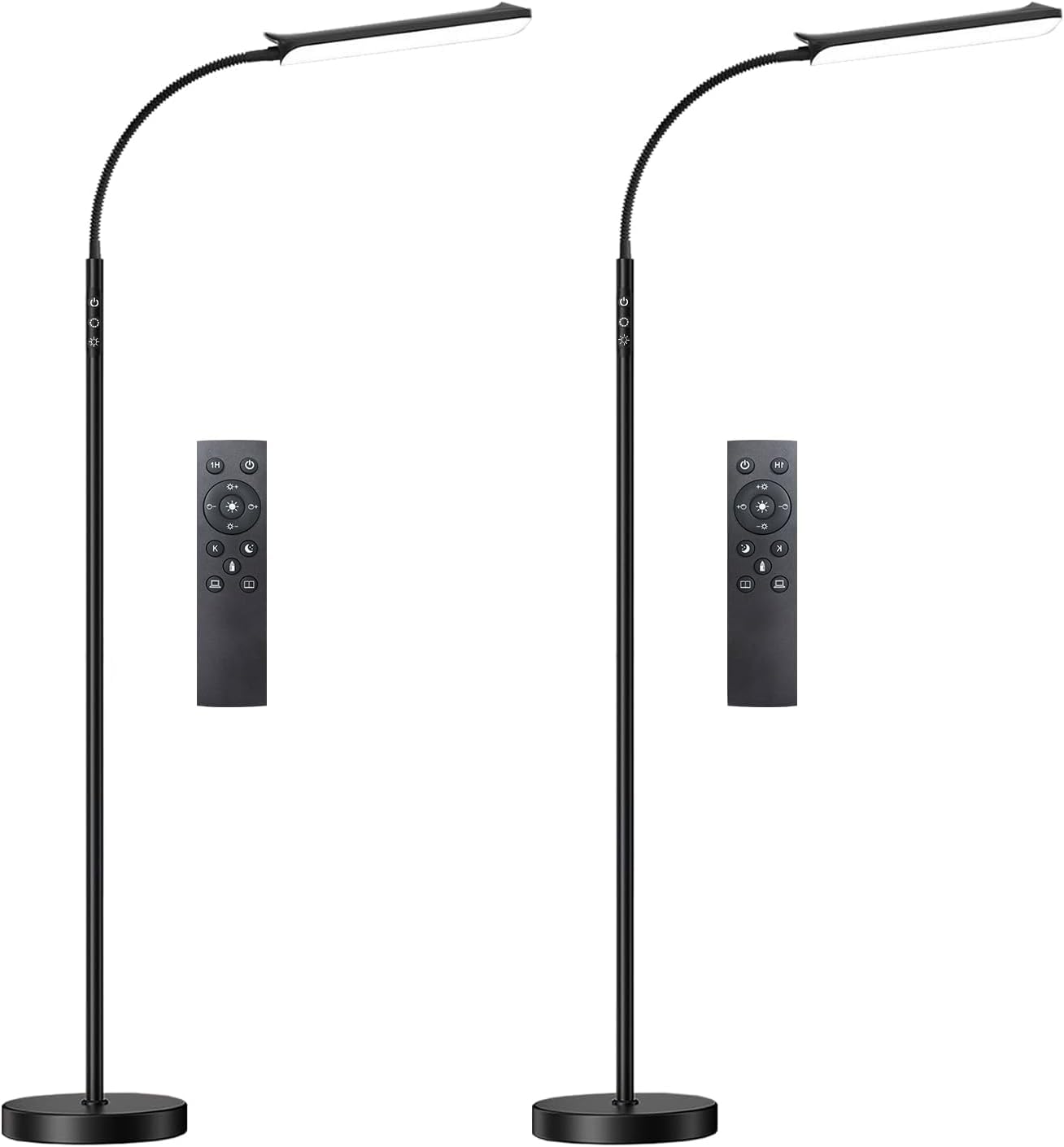 Yikuneng Dimmable LED Floor Lamp, Super Bright Reading Lamps Floor Standing lamp with Remote & Touch Control, Stepless Dimming & 2700K-6500K Color Temperature, for Living Room Bedroom Office, 2 Pack