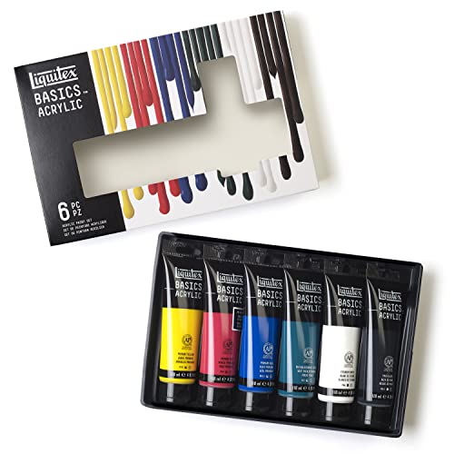 Liquitex BASICS Acrylic Paint Set, 6 x 118ml (4-oz) Tube Paint Set