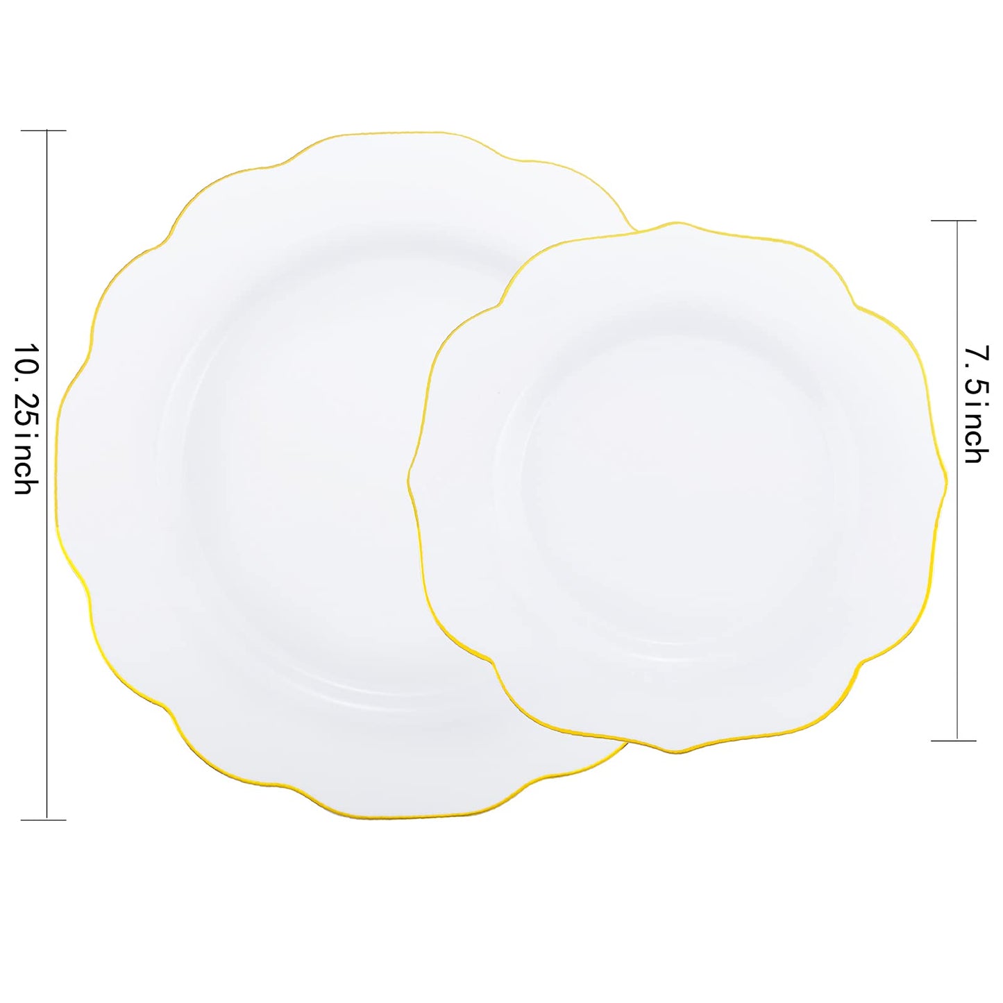 NOCCUR 120PCS Gold Plastic Plates Disposable for 60 Guests - Include 60 Dinner / 60 Dessert Plates Heavy Duty for Wedding&Party