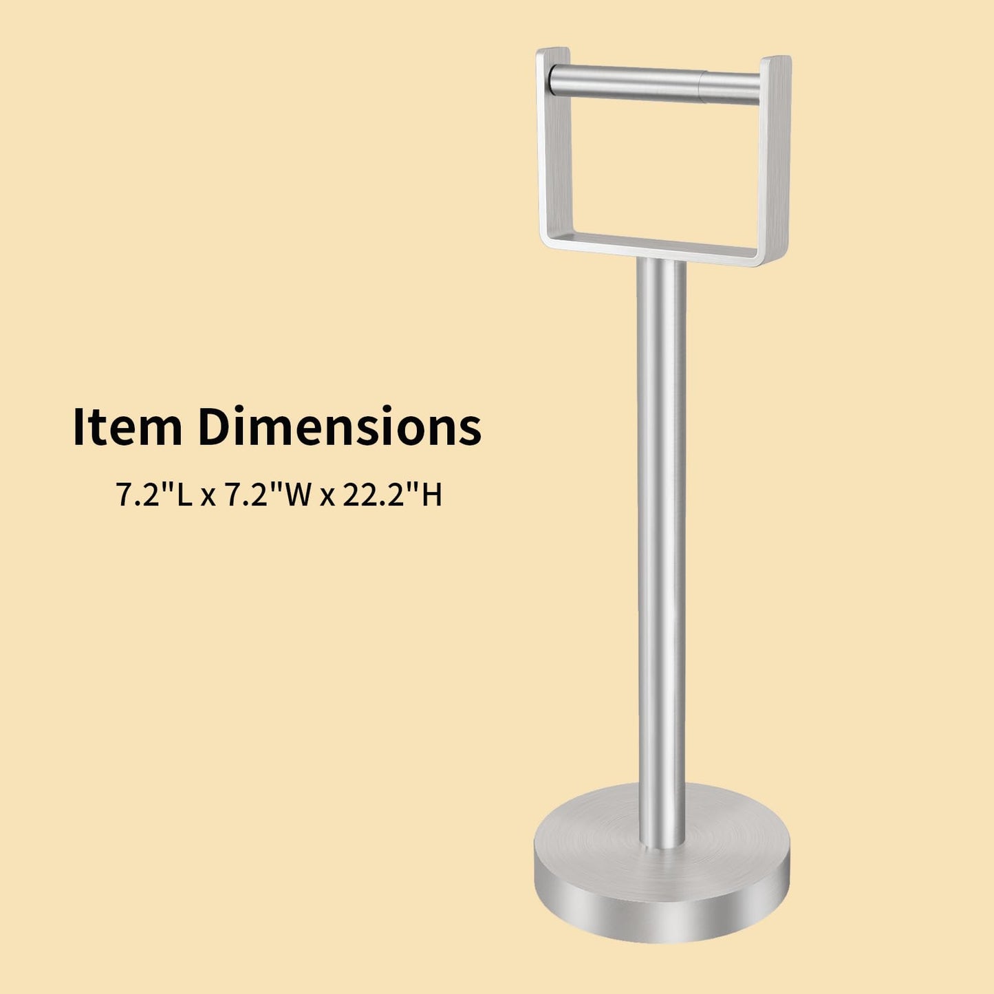 YUMORE Toilet Paper Holder Free Standing, Stainless Steel Toilet Paper Stand, Weighted Base Floor Tissue Roll Holder for Bathroom, Brushed Nickel 200UP